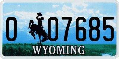 WY license plate 007685