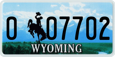 WY license plate 007702