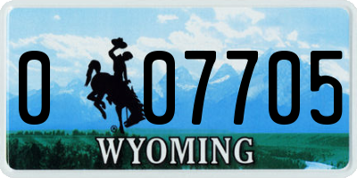 WY license plate 007705