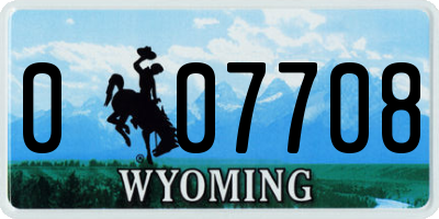 WY license plate 007708