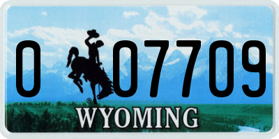 WY license plate 007709