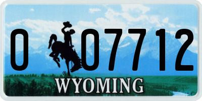 WY license plate 007712