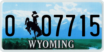 WY license plate 007715