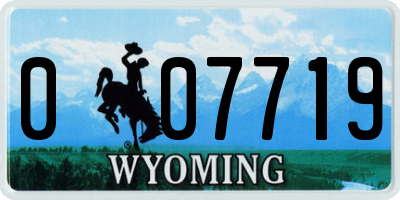 WY license plate 007719