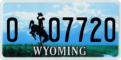 WY license plate 007720