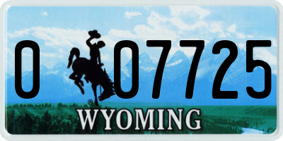 WY license plate 007725