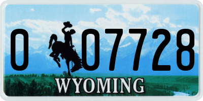 WY license plate 007728