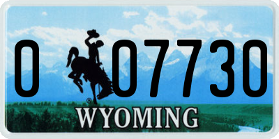 WY license plate 007730