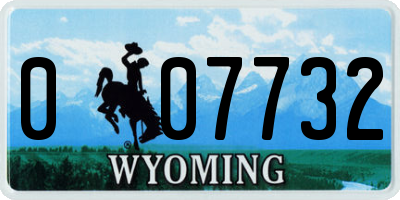 WY license plate 007732