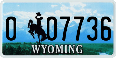 WY license plate 007736