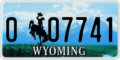 WY license plate 007741