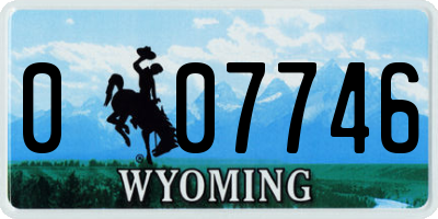 WY license plate 007746