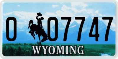 WY license plate 007747