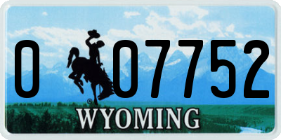 WY license plate 007752