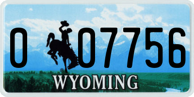 WY license plate 007756