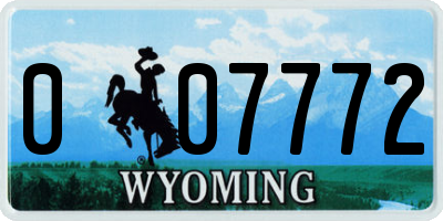 WY license plate 007772