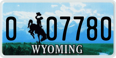 WY license plate 007780