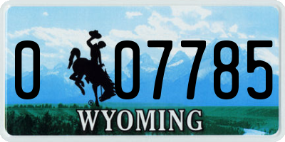 WY license plate 007785