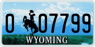 WY license plate 007799