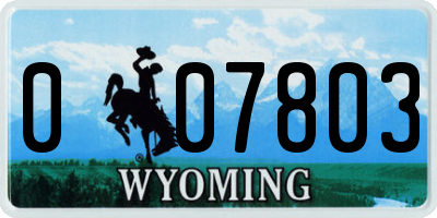 WY license plate 007803