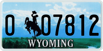 WY license plate 007812