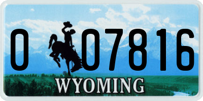 WY license plate 007816