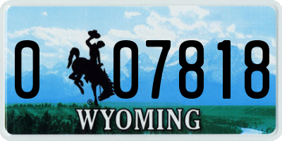 WY license plate 007818