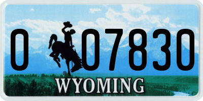 WY license plate 007830