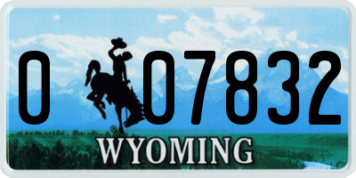 WY license plate 007832