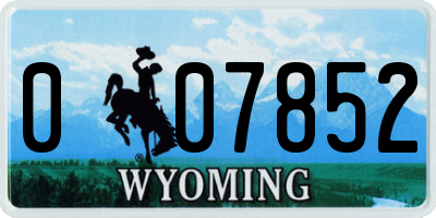 WY license plate 007852