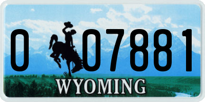 WY license plate 007881