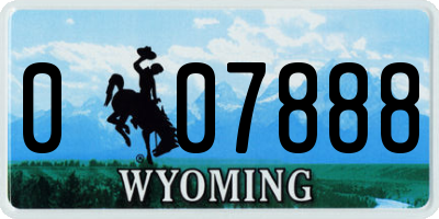 WY license plate 007888