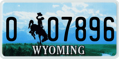 WY license plate 007896