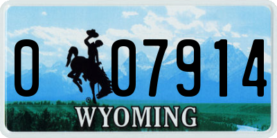 WY license plate 007914