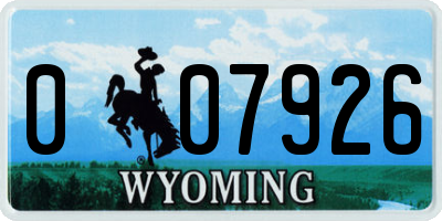 WY license plate 007926