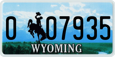 WY license plate 007935
