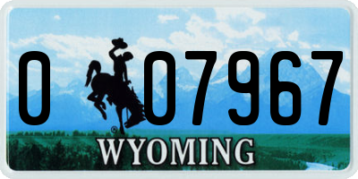 WY license plate 007967