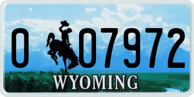 WY license plate 007972
