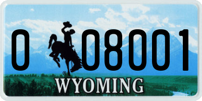 WY license plate 008001
