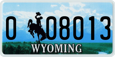 WY license plate 008013