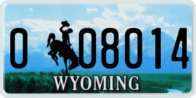 WY license plate 008014