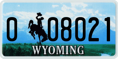 WY license plate 008021