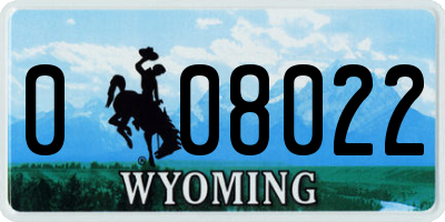 WY license plate 008022