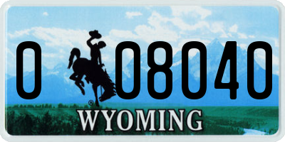 WY license plate 008040