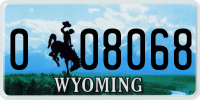 WY license plate 008068