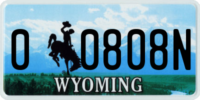 WY license plate 00808N