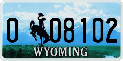 WY license plate 008102