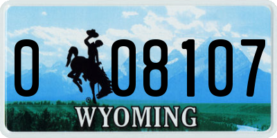 WY license plate 008107