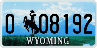 WY license plate 008192