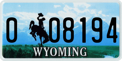 WY license plate 008194